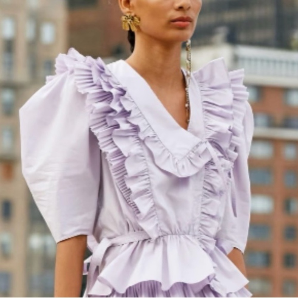 Elegant Ruffled Lavender Top